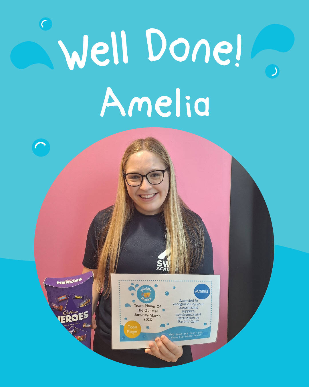 Amelia Team Player Of The Quarter Jan March 26 With Frame