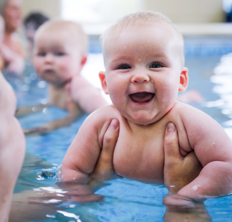 Baby Swimming lessons (Smiling)