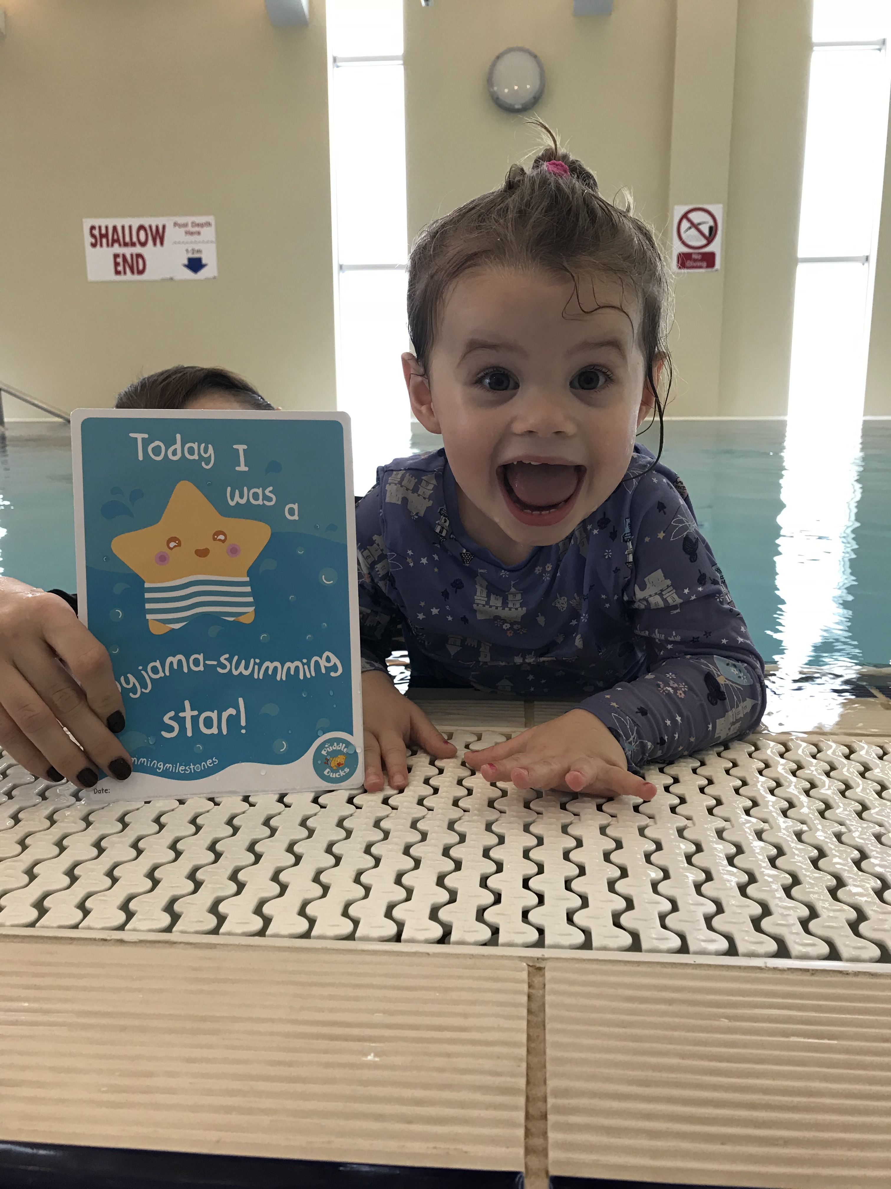 Puddle Duck’s little swimmer Ava Joy Sheridan-Wild (who has raised £100) at Greenacre School in Barnsley during the charity PJ Week..jpeg